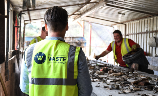 waste group employees sorting trash