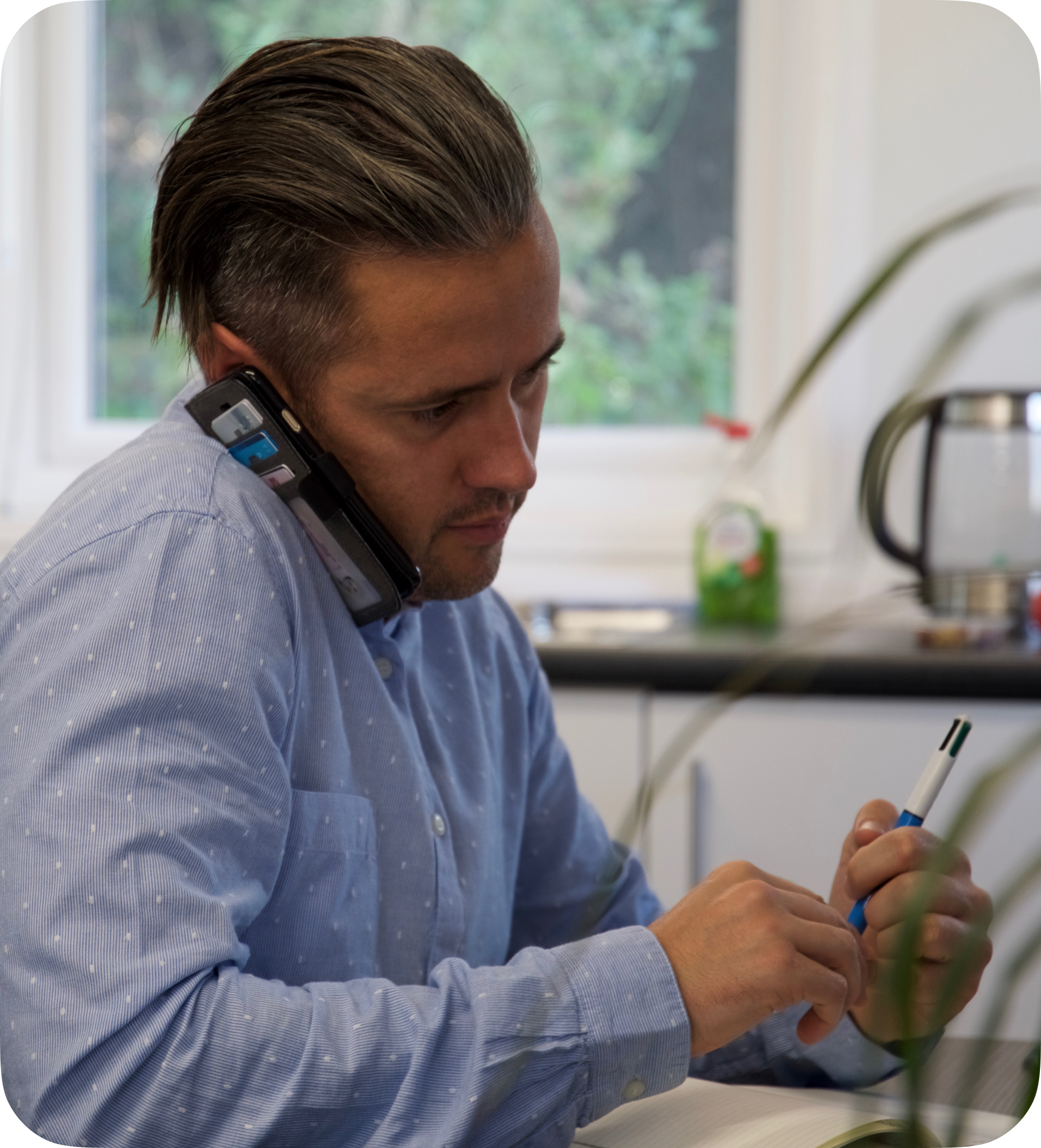 tim ankers, director of the waste group, talking on the phone