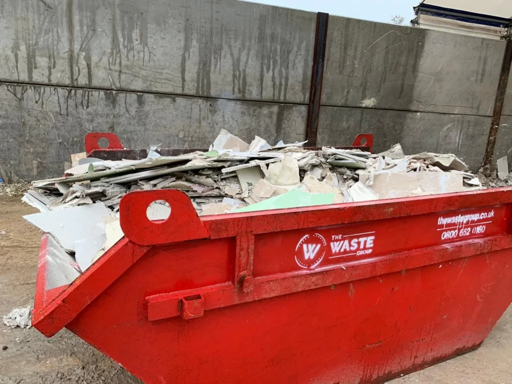 Plasterboard-only skip provided by The Waste Group for recycling