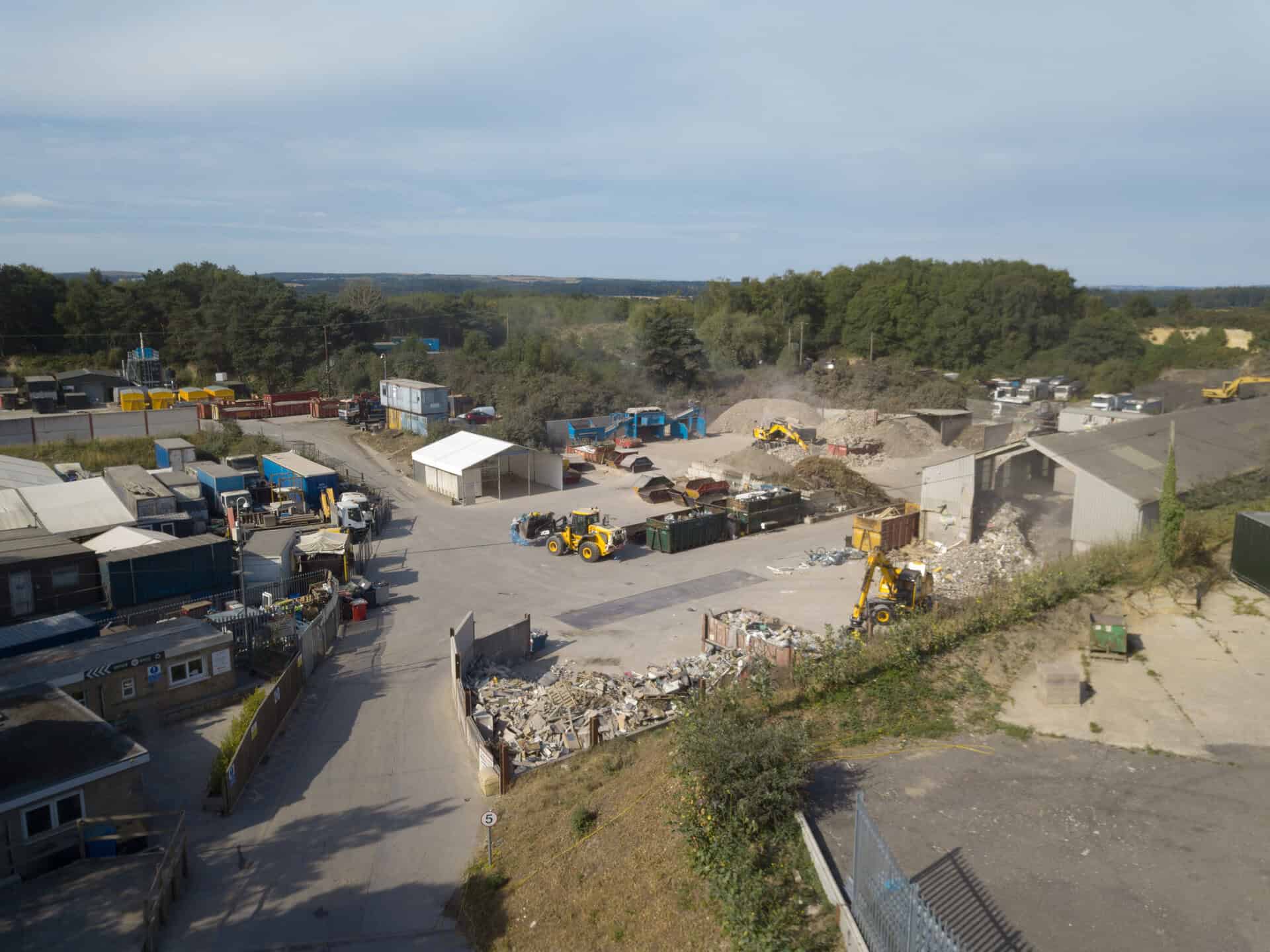 Aerial view of The Waste Group tipping facility in Wareham, Dorset